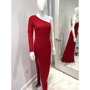 Elizabeth and James Red Slit Dress Sz 8/10 off the Shoulder Formal Prom Wedding